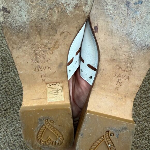 Brighton Womens 7.5 Java Slide Sandals Slip-On White Leather With Bow Western - Picture 13 of 14